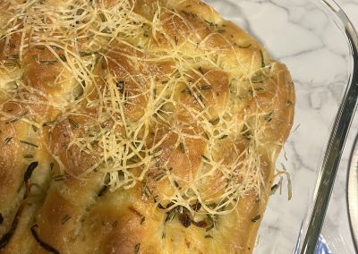 Baked focaccia fresh from the oven